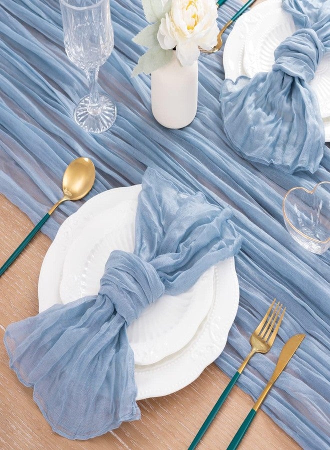 MLMC 3 Pack Dusty Blue Table Runner 10ft Boho Gauze Cheesecloth Valentines Table Runner Bulk 35x120 Inches Rustic Cheese Cloth Decor for Wedding Bridal Shower Baby Shower Party Decor - Image 5